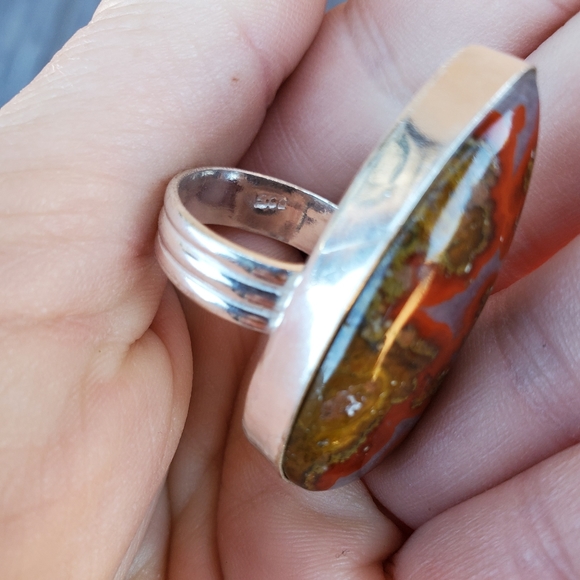 New Moroccan Seam Agate 925 Silver Ring. - Picture 5 of 13